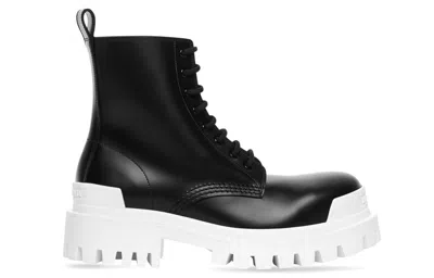Balenciaga Strike Lace-up Boot 'black White' In Transparent