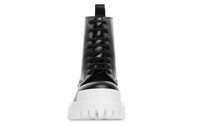 Balenciaga Strike Lace-up Boot 'black White' In Transparent