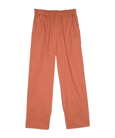 Twinset Wide Leg Trousers Elastic Waistband In Orange
