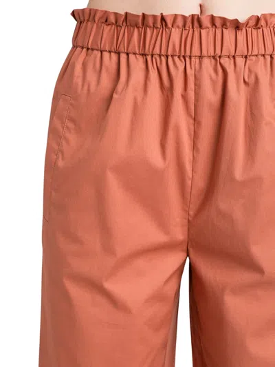 Twinset Wide Leg Trousers Elastic Waistband In Orange