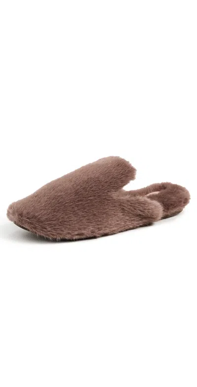Eberjey Plush Mule Slippers Deep Taupe In Brown