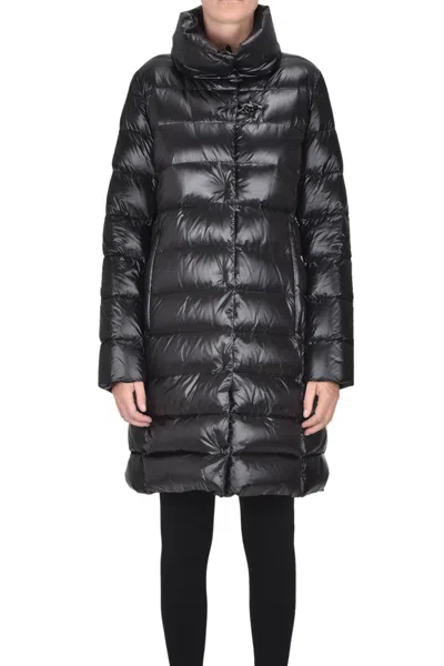 Fay Long Urban Hook And Loop Down Jacket In Black