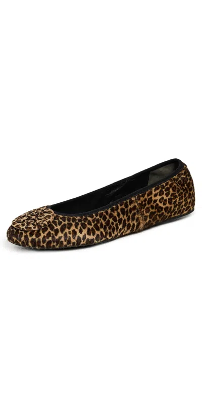 Tory Burch Reva Travel Ballet Flats Leopard Multi In Brown