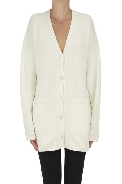 Theory Wool And Cashmere Maxi Cardigan In White