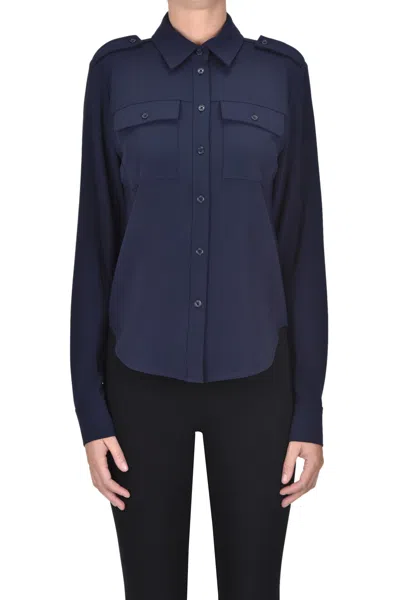 Michael Michael Kors Structured Crepè Shirt In Blue