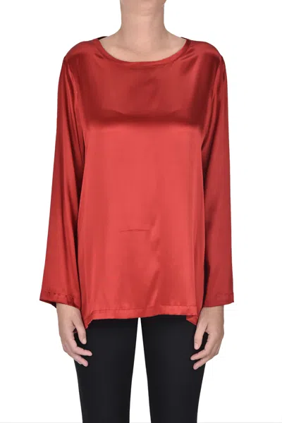 Maliparmi Long-sleeved Silk Blouse In Red