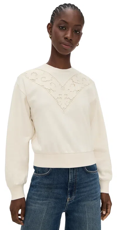 Paige Nimona Lace Trim Sweatshirt In White