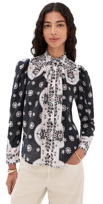 Alix Of Bohemia Artemis Printed Long-sleeve Blouse In Black