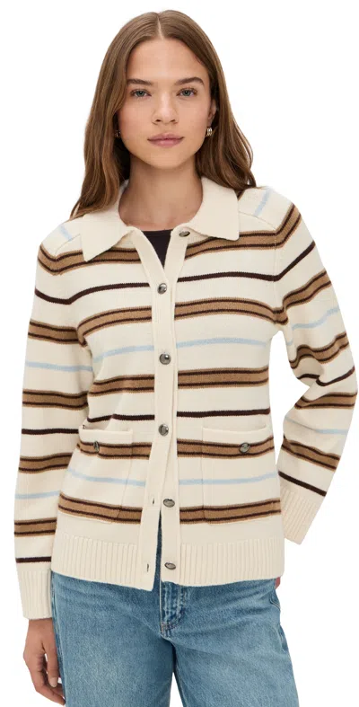 Rag & Bone Peggy Stripe Collared Oversize Wool Cardigan In Multi