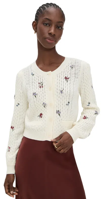 Cinq À Sept Rasa Embellished Cropped Cardigan In White
