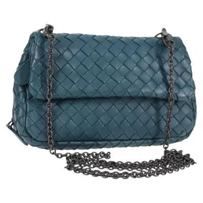 Pre-owned Bottega Veneta Olimpia Blue Leather Shoulder Bag ()