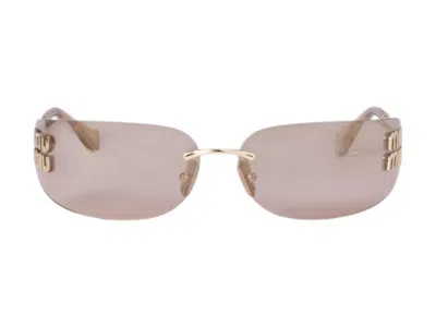 Pre-owned Miu Miu Women's  Irregular Sunglasses In Gold/light Purple/brown (0mu 54ys 5ak06i)