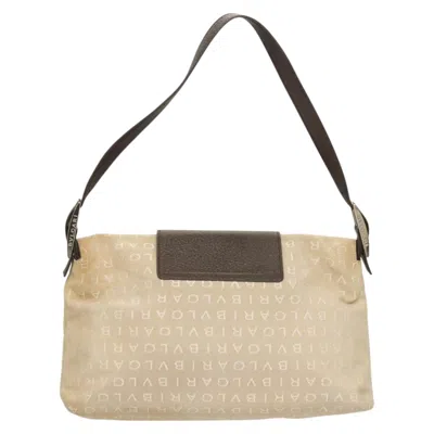 Pre-owned Bulgari Logo Beige Canvas Shoulder Bag ()