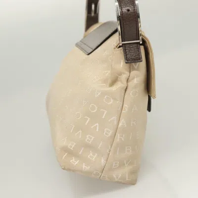 Pre-owned Bulgari Logo Beige Canvas Shoulder Bag ()