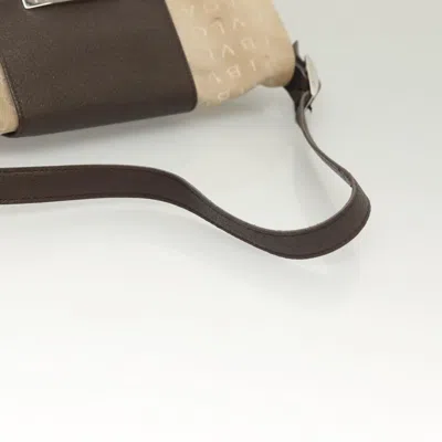 Pre-owned Bulgari Logo Beige Canvas Shoulder Bag ()