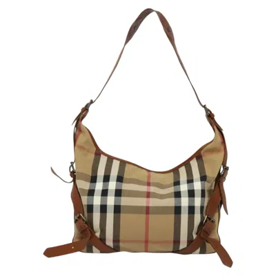 Pre-owned Burberry House Check Brown Canvas Shoulder Bag ()