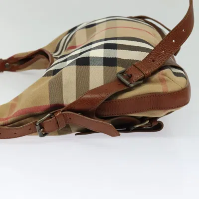 Pre-owned Burberry House Check Brown Canvas Shoulder Bag ()