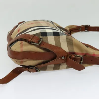 Pre-owned Burberry House Check Brown Canvas Shoulder Bag ()