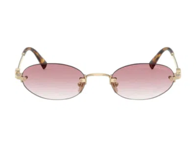 Pre-owned Miu Miu Women's  Oval Sunglasses In Pale Gold (0mu A54s Zvn70o)