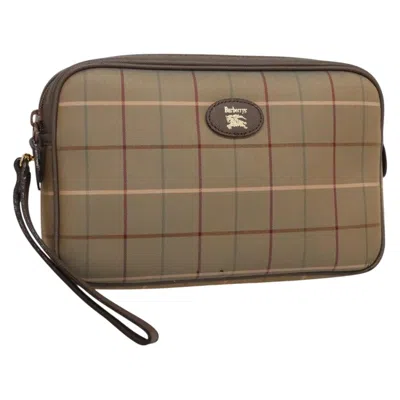 Pre-owned Burberry Nova Check Beige Canvas Clutch Bag ()