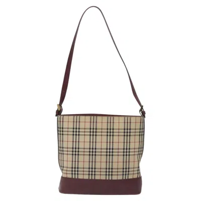 Pre-owned Burberry Nova Check Beige Canvas Shoulder Bag ()
