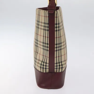 Pre-owned Burberry Nova Check Beige Canvas Shoulder Bag ()