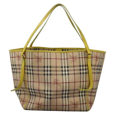 Pre-owned Burberry Nova Check Beige Canvas Tote Bag ()