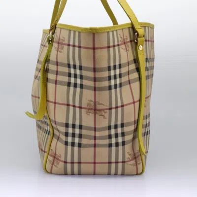 Pre-owned Burberry Nova Check Beige Canvas Tote Bag ()