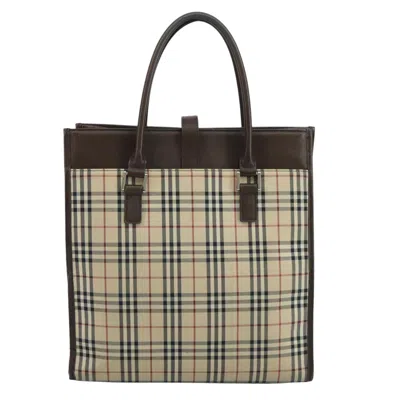 Pre-owned Burberry Nova Check Beige Canvas Tote Bag ()