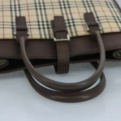 Pre-owned Burberry Nova Check Beige Canvas Tote Bag ()