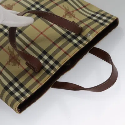 Pre-owned Burberry Nova Check Beige Canvas Tote Bag ()