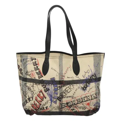 Pre-owned Burberry White Canvas Tote Bag ()