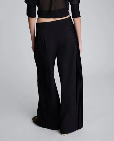 Kenneth Cole Luxe Twill Side Pleat Wide Leg Pant In Black
