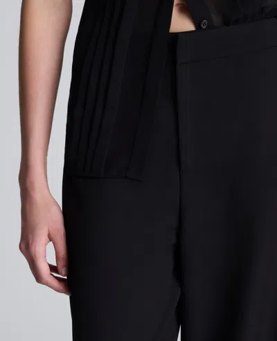 Kenneth Cole Luxe Twill Side Pleat Wide Leg Pant In Black