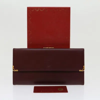 Pre-owned Cartier Must De  Red Leather Wallet  ()