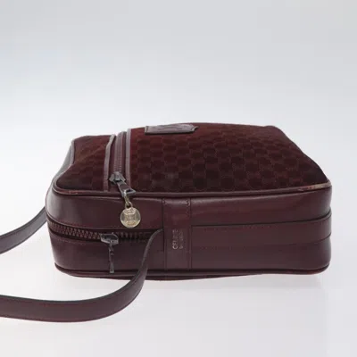 Pre-owned Celine Céline Macadam Burgundy Canvas Shoulder Bag ()