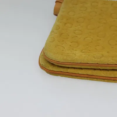 Pre-owned Celine Céline Macadam Yellow Suede Shoulder Bag ()