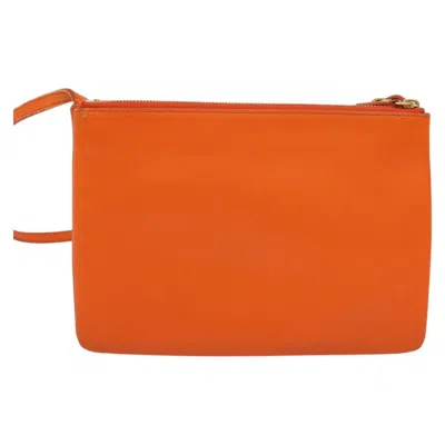 Pre-owned Celine Céline Trio Orange Leather Shoulder Bag ()