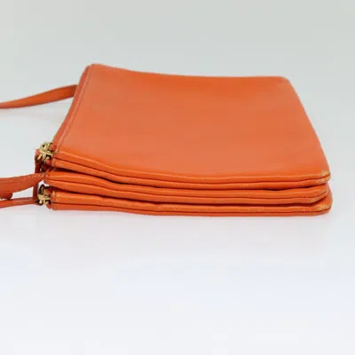 Pre-owned Celine Céline Trio Orange Leather Shoulder Bag ()