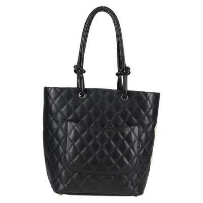 Pre-owned Chanel Cambon Black Leather Tote Bag ()