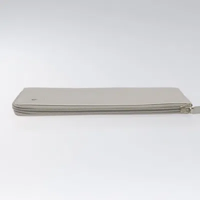 Pre-owned Chanel Camellia Silver Leather Wallet  ()