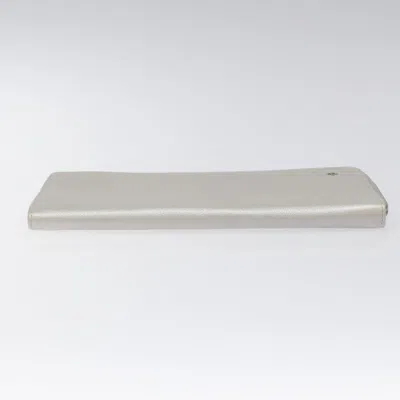 Pre-owned Chanel Camellia Silver Leather Wallet  ()