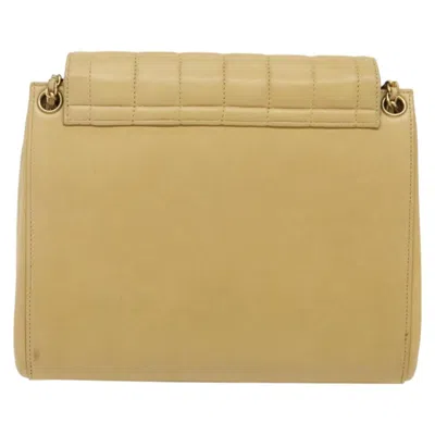 Pre-owned Chanel Chocolate Bar Beige Leather Shoulder Bag ()