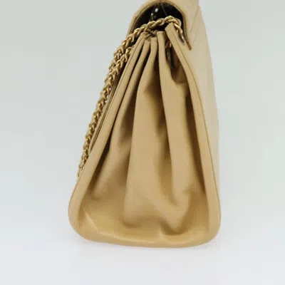 Pre-owned Chanel Chocolate Bar Beige Leather Shoulder Bag ()