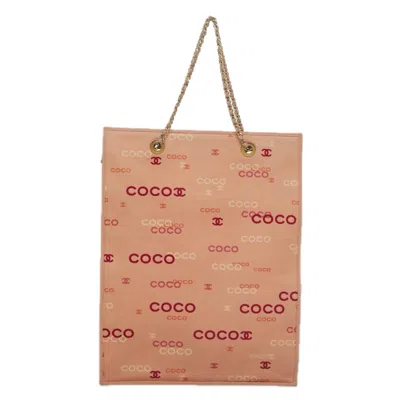 Pre-owned Chanel Coco Mark Pink Canvas Tote Bag ()