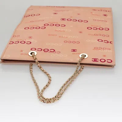 Pre-owned Chanel Coco Mark Pink Canvas Tote Bag ()