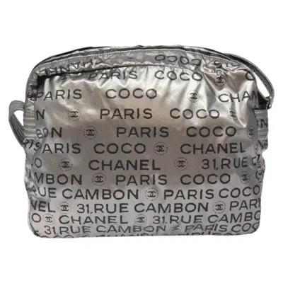 Pre-owned Chanel Coco Mark Silver Nylon Shoulder Bag ()