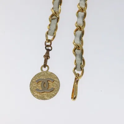 Pre-owned Chanel Coco Mark White Metal Belt  ()