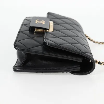 Pre-owned Chanel Flap Bag Black Leather Shoulder Bag ()