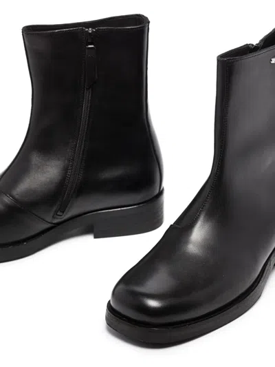 Our Legacy Chocolate Leather Camion Ankle Boots In Black
